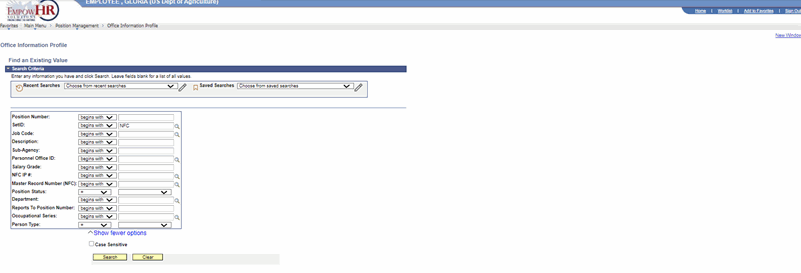 Office Information Profile - Find an Existing Value
